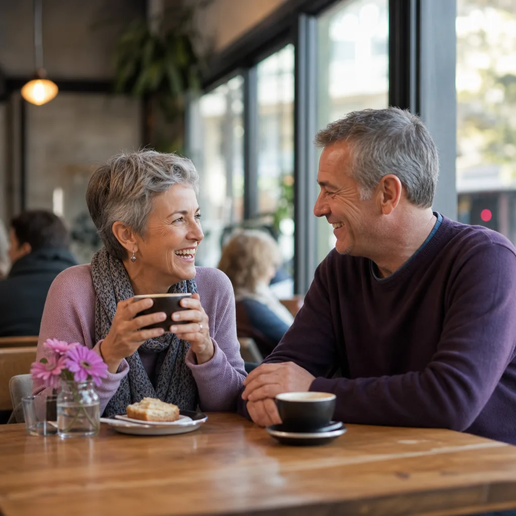 Person over 50 creating an honest local dating profile at home