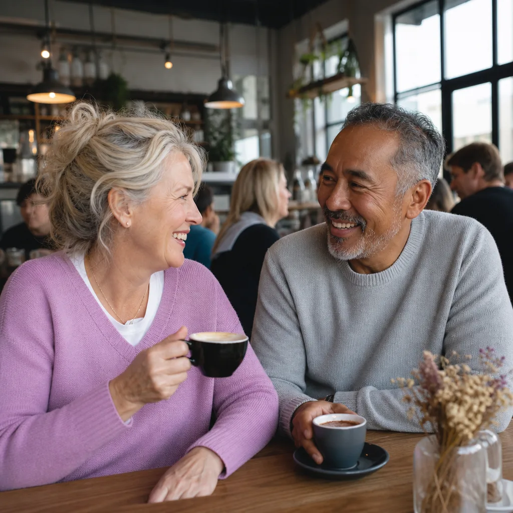 Mature couple walking together in a Hertfordshire town centre